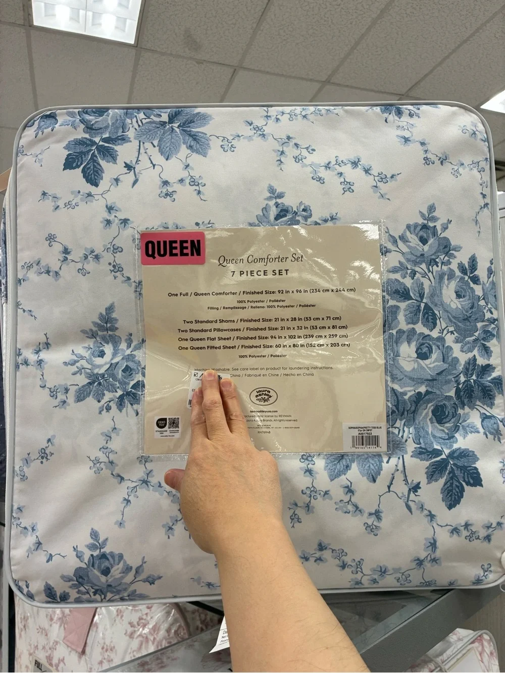 Laura Ashley Blue Floral Queen Comforter Set